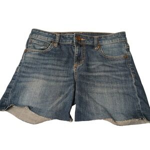 Kut from the Kloth Womens Size 0 Blue Denim Cut Off Shorts Medium Wash Raw Hem